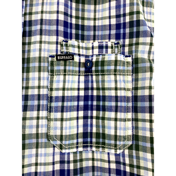 Buffalo David Bitton Multicolor Plaid Short Sleeve Button Up Shirt Mens Medium - Picture 2 of 9